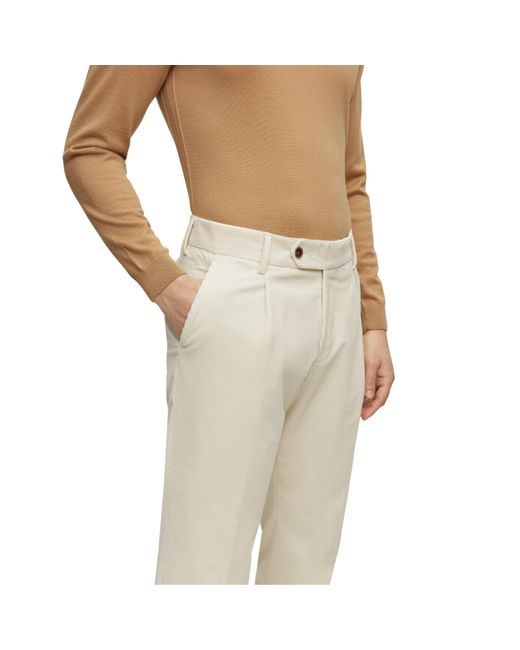 Boss Natural Perin Pleated Trousers for men