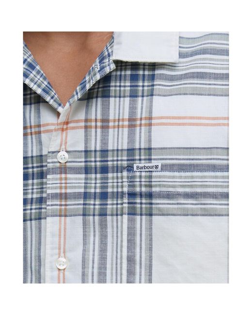 Barbour Blue Berryfell Short-Sleeve Patterned Shirt for men
