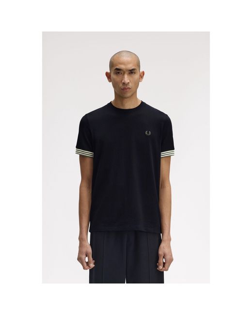 Fred Perry Blue Stripe Cuff T-Shirt for men