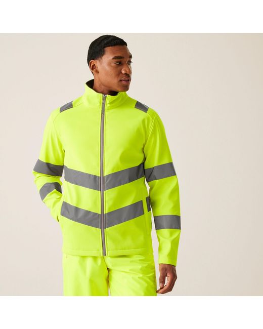 Regatta Green Hi-Vis Pro Contract Ablaze 2 Layer Softshell for men