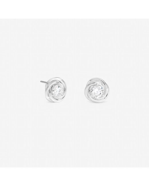 Jon Richard White Plated And Crystal Knot Earrings