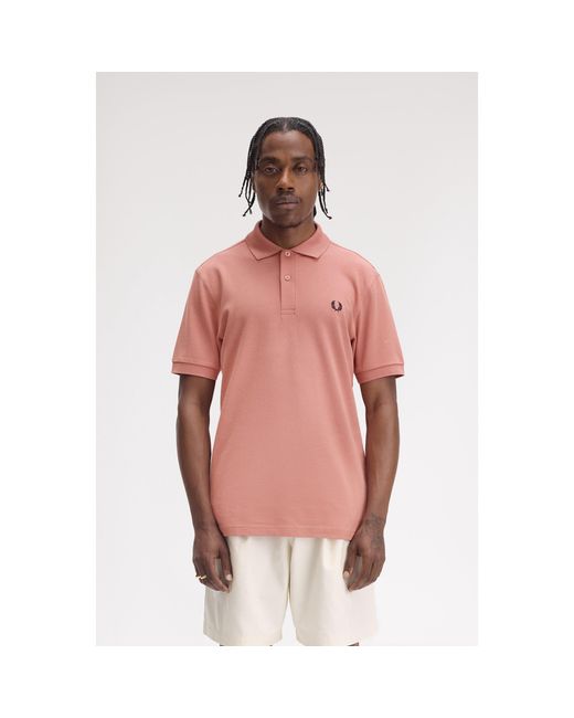 Fred Perry Pink Plain Polo Shirt for men