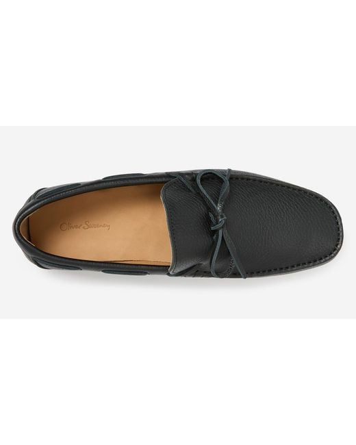 Oliver Sweeney Black Cano Leather Driver Loafers for men
