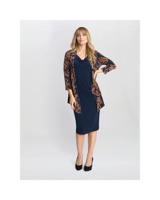 Gina Bacconi Blue Cara Mock Dress And Jacket