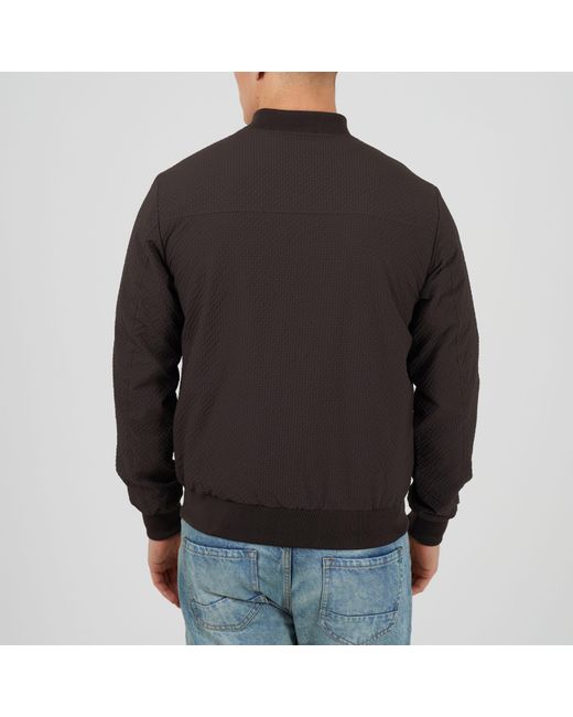 Brave Soul Black Seersucker Bomber Jacket for men