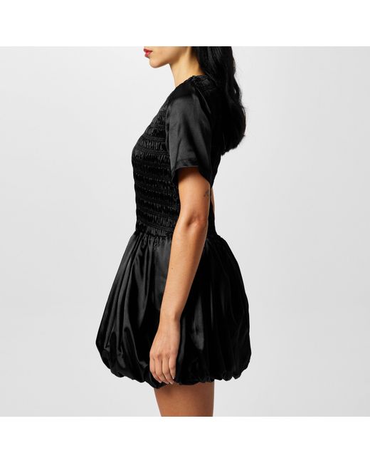 Amy Lynn Black Eleanor Shirred Mini Peplum Dress