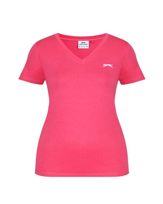 Slazenger 1881 Pink Ladies V Neck Tee Shirt