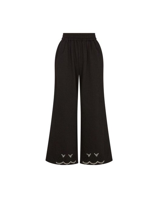 Raffya Black Marmalade Embroidered Wide Leg Trouser