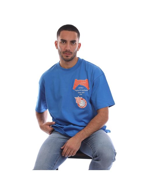Avirex Blue Mccarren Oversized Fit Oversized T-Shirt for men