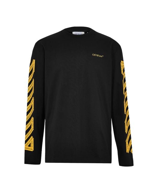 Off-White c/o Virgil Abloh Black Tape Cotton Long Sleeve T-Shirt for men