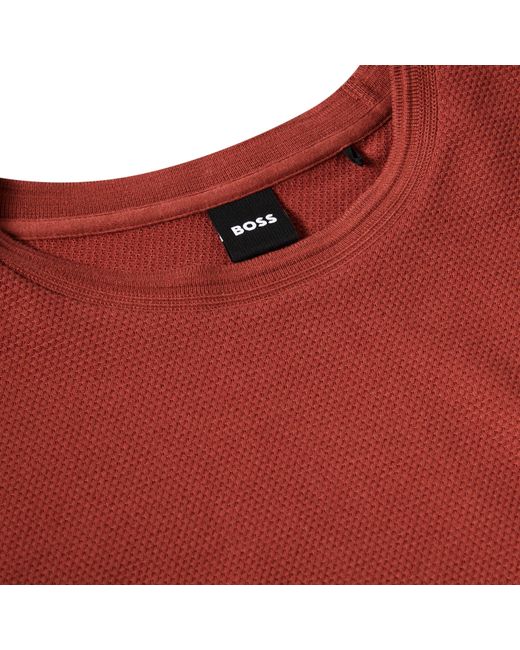 Boss Red Tiburt Bubble Structure Cotton Short Sleeve T-Shirt for men