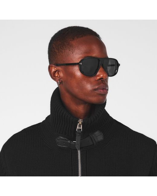Tom Ford Gray Aviator Sunglasses, Aviator Style for men