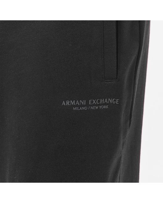 ARMANI EXCHANGE Black Closed Hem Fleece Joggers for men