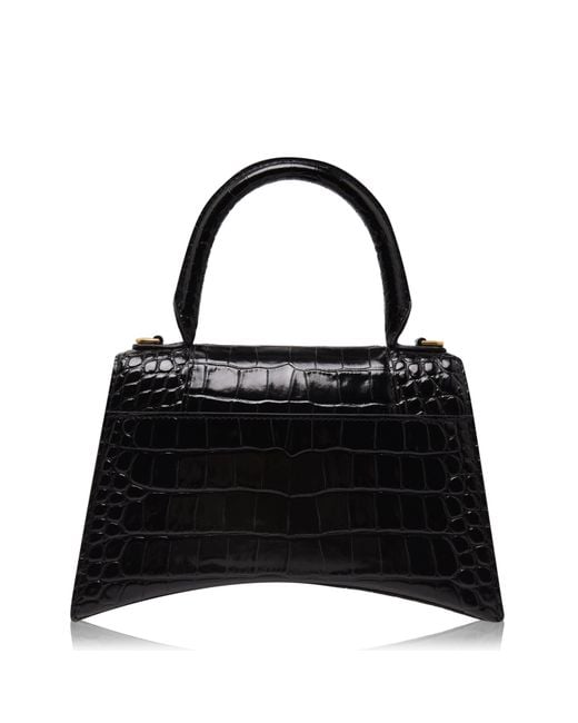 Balenciaga Black Hourglass Small Crocodile Handbag