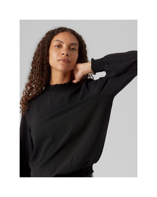 Vero Moda Black Open Neck Long-Sleeve Blouse