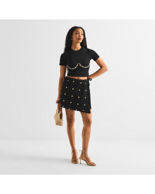Never Fully Dressed Black Shell Mini Skirt