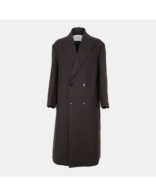 AMI Black Manteau Structured Overcoat for men