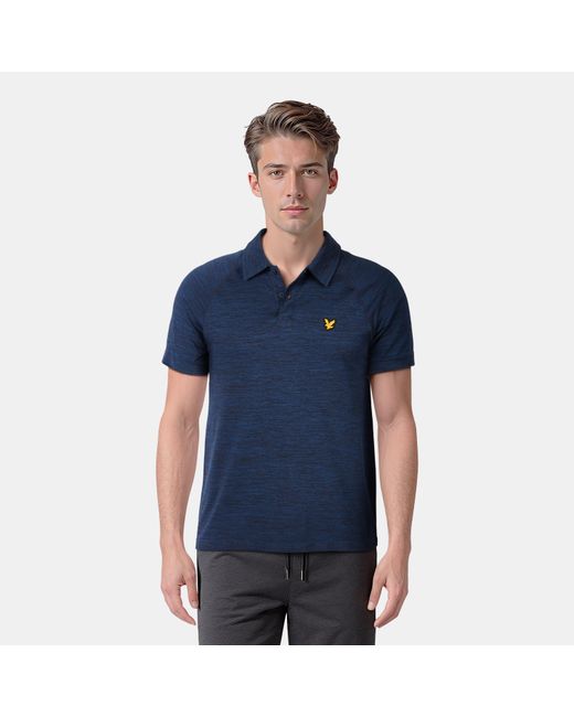 Lyle & Scott Blue Seamless Short Sleeve Polo Shirt for men