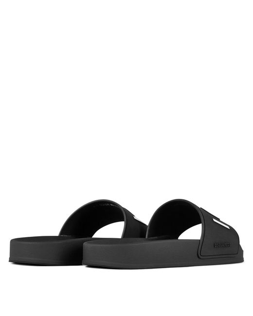 DSquared² Black Icon Logo Sliders for men