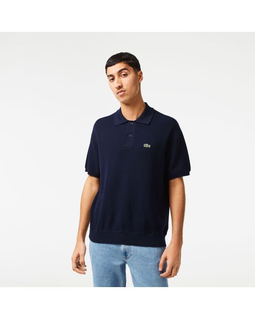 Lacoste Blue Striped Crew Neck Jumper for men