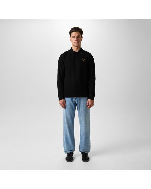 Belstaff Black Long Sleeved Polo Shirt for men