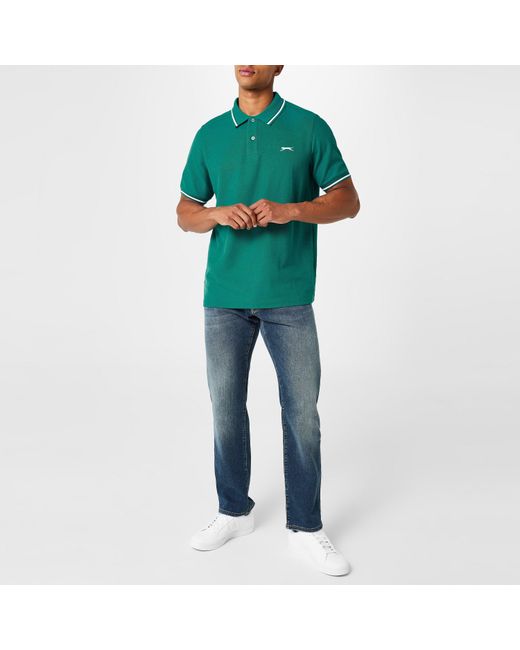 Slazenger 1881 Green Tipped Polo Shirt for men
