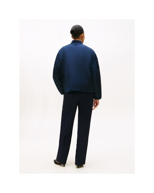 Tommy Hilfiger Blue Ribbed Trim Zip-Through Bomber Jacket