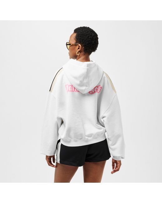 Palm Angels White Neon Cropped Pull Over Hoodie
