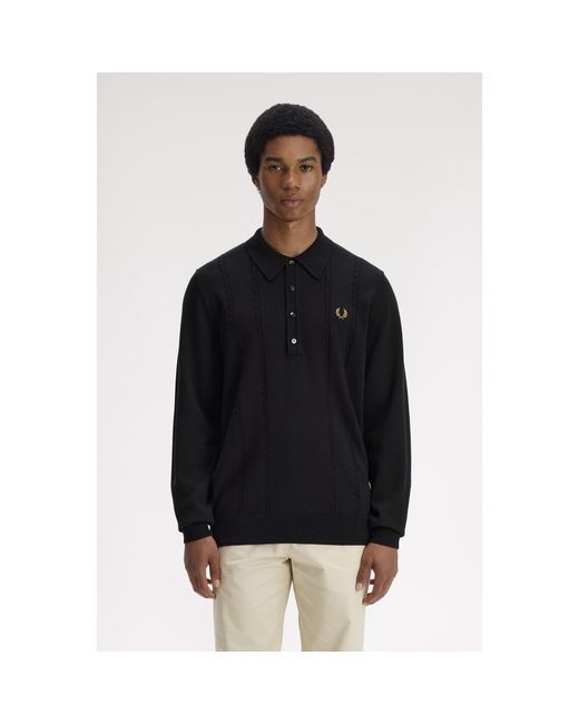 Fred Perry Blue Long Sleeve Polo Shirt for men