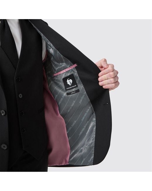 Twisted Tailor Black Ellroy Slim Fit Jacket for men