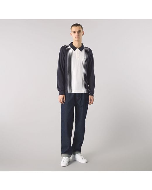 Pretty Green Blue Gradient Knitted Long-Sleeve Polo Shirt for men