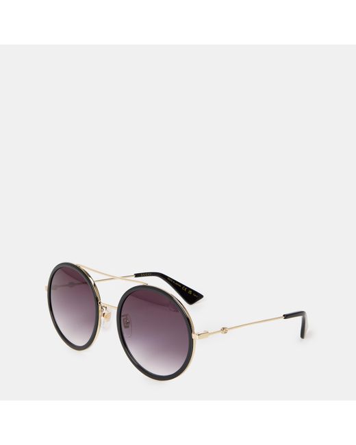 Gucci Purple Stripe Round Pilot Sunglasses