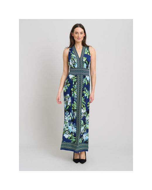 Gina Bacconi Blue Marisa V-Neck Sleeveless Maxi Dress