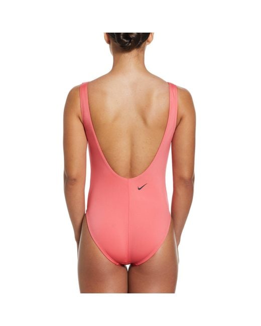 Nike Pink Multi Logo Multi Logo U-Back One Piece