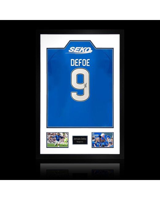 The Fan Cave Blue Jermain Defoe Signed Rangers Shirt Premium Frame