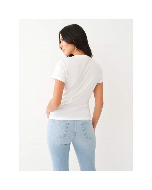 True Religion White Slim Crew Neck Logo Short Sleeve T-Shirt