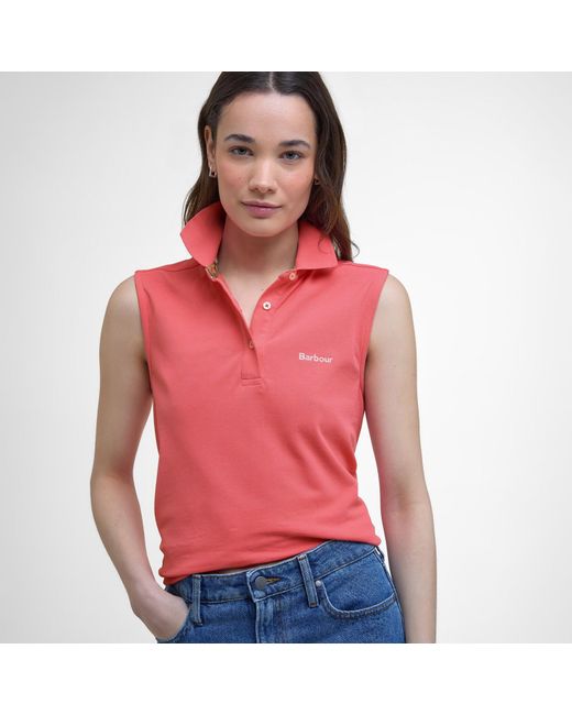 Barbour Pink Bowford Sleeveless Polo Shirt