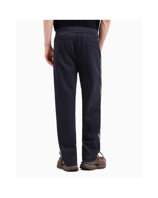 Emporio Armani Blue Open Cuff Woven Relaxed Fit Joggers for men
