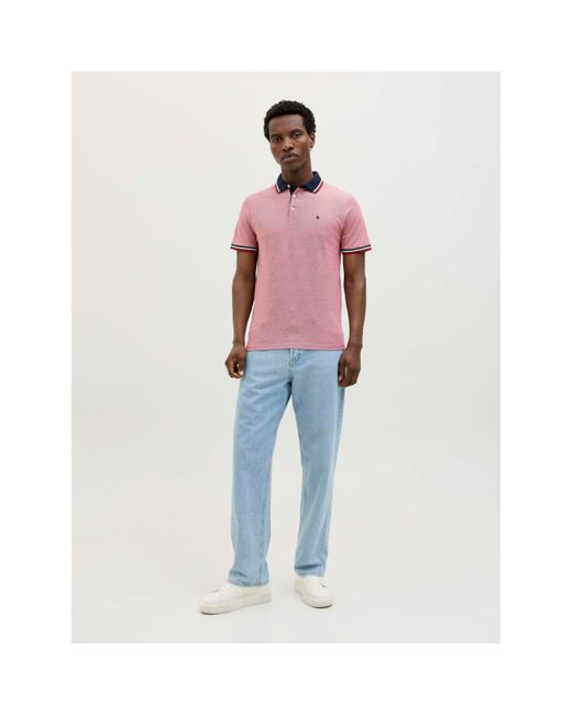 Jack & Jones Pink Paulos Pack Short Sleeve Polo Shirt for men