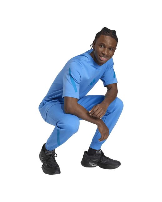Adidas Blue Z.N.E. Tapered-Fit Tracksuit Bottoms for men