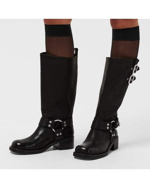 Steve Madden Black Eastern Motorcycle Boots With Block Heel