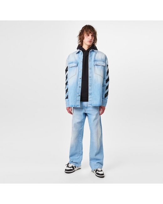 Off-White c/o Virgil Abloh Blue Long Sleeve Denim Shirt for men