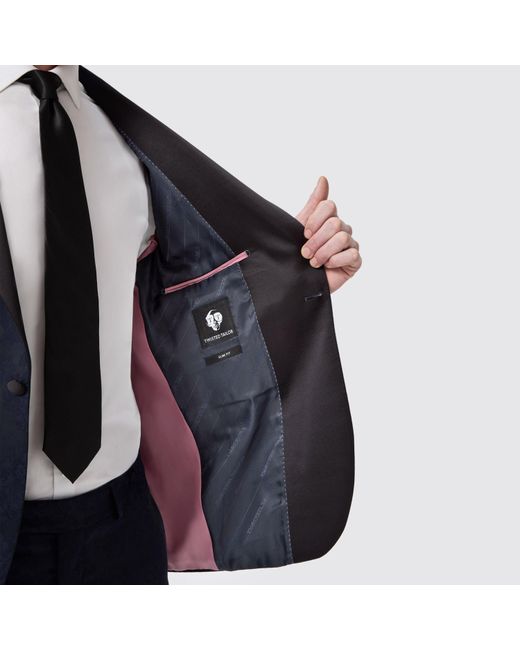 Twisted Tailor Blue Minerva Slim Fit Tux Jacket for men