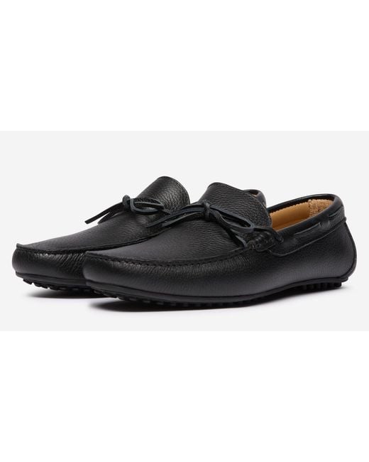 Oliver Sweeney Black Cano Leather Driver Loafers for men