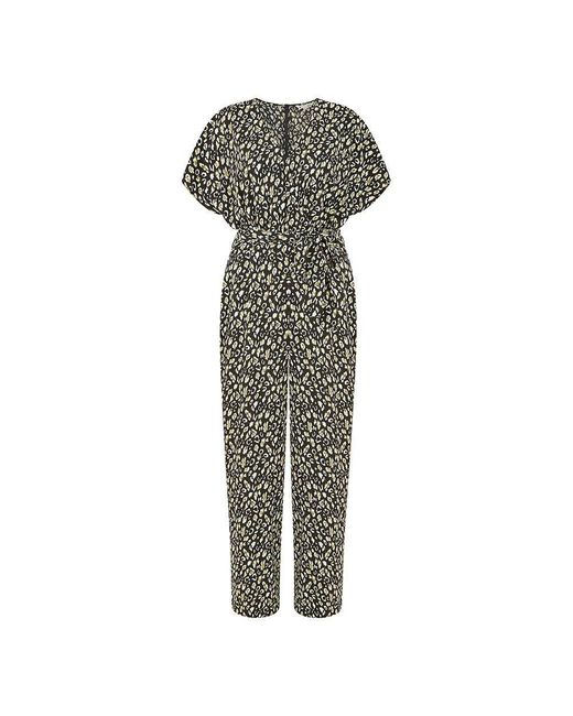 Yumi' Green Animal Print Kimono Jumpsuit