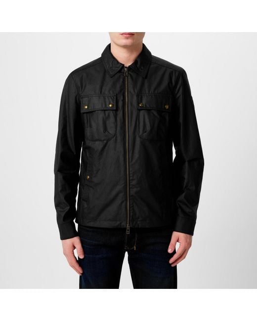 Belstaff Black Tour Waxed Cotton Waterproof Long Sleeve Overshirt for men