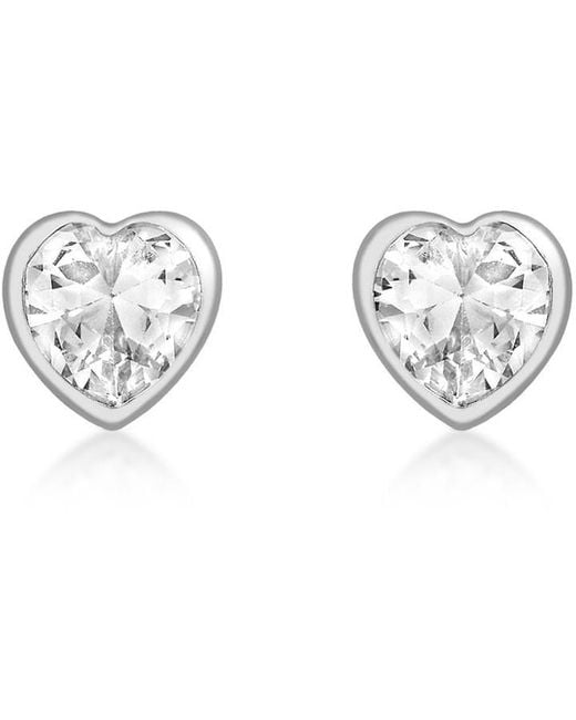 Be You Metallic 9ct White Gold Heart Studs