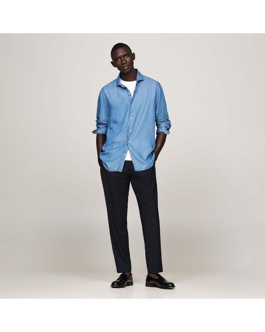 Tommy Hilfiger Blue Smart Casual Slim-Fit Shirt for men