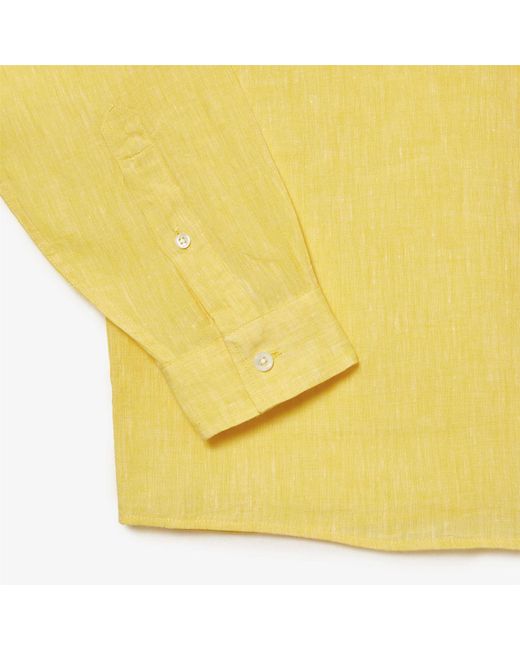 Lacoste Yellow Regular-Fit Linen Shirt for men