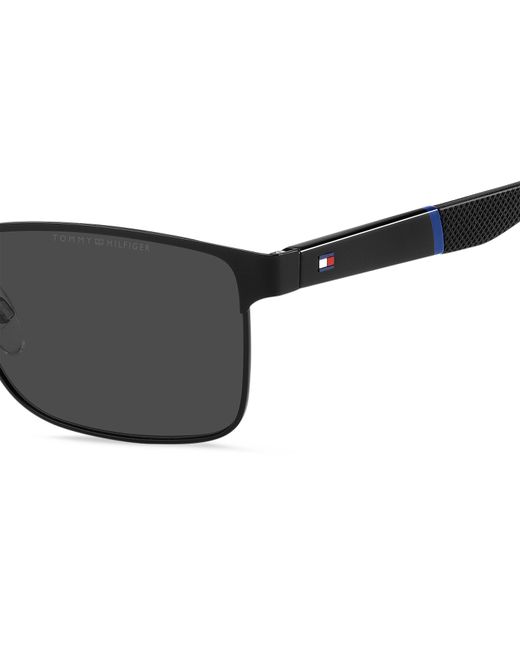 Tommy Hilfiger Black Uv Protection Rectangle Sunglasses for men